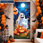 Mountclim Halloween Decor Door Cover For Front Banner Wall Black  Orange