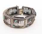 925 Sterling Silver Vintage Bracelet Amir Poran Net Cutout Turquoise  Bt10830