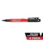 Milwaukee Inkzall Jobsite Permanent Marker  Fine Point Black  4-pack   imported 