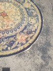 Vintage French Floral Needlepoint Handmade Multicolor Rug Wool Carpet 115x113 Cm