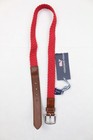 Vineyard Vines Boys Braided Bungee Belt Red Brown Leather Trim Size 26