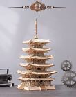 Rokr 3d Puzzles Wooden Build Adults Diy Five Storied Pagoda Model Kit Home Decor