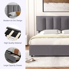 Vecelo Twin Full Queen Bed Frame Platform With Upholstered Headboard Wooden Slat