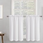  2 Panels White Kitchen Curtains 36 Inch Length Tier Curtains  Faux Linen 
