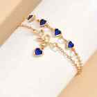 Double Layers Love Heart Pendant Chain Anklet Elegant Ankle Bracelet Foot Chain