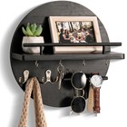 Wall-mounted Key Holder With Shelf   Hooks  Mail Organizer - Black Storage Solut