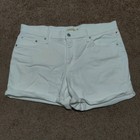Levi s Mid Length Shorts Womens 34 White Denim Cuffed Distressed Stretch New