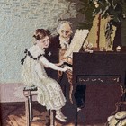 Vtg    the Music Lesson    Petit Point Woolen Gobelin Needlepoint Completed Framed