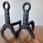 Antique Lithgow Mfg Co Louisville Ky Cast Iron Andirons  C  1880-1890s