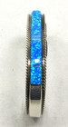 Native American Navajo Sterling Silver Lab Opal Cuff Bracelet Signed  48