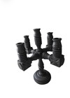 Vtg Primitive Wooden Carved Candelabra 14    Tall   10  10    metallic Copper Tapers