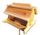 16 Inch Cedar Wood Post Mount Bird Feeder