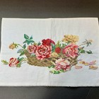 Vintage Completed Needlepoint Roses Floral Flowers In Basket 16 5x7   