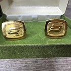 Vintage Royal Viking Line Gold Tone Mens Cufflinks In Box
