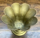 Vintage Solid Brass Lotus Flower Vase Small Fluted Pedestal India 3    Decor
