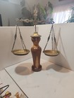 Vintage Wood   Brass Balance Scales Of Justice Rare Mcm Lawyer Judge 26  Tall