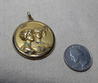 Antique Art Nouveau Yellow Gold Filled Locket Paste Stones Signed W   S B