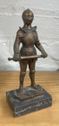 Medieval Knight Figure In Armor W sword  6  Tall Metal On Stone Base