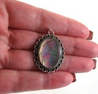  925 Sterling Silver Abalone Pendant Vintage Taxco Mexico Signed Oval