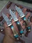 Lot Of 20pcs  6   Inch Skinner Stag Horn  Resin Handle Damascus Steel W sheath