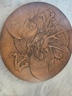 Japanese Antique Nanbu Ironware Plate Dragon Signed Bronze Dragon Carving 10 