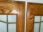 Vintage Pair Oak Framed Leaded Glass Cabinet Doors 18 5 8  X  24 1 2 