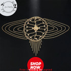 New Luxury Rhinestone Tassel Forehead Headpiece     Hollow Bridal Hair Chain Women