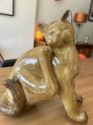 Large Vintage French Lemanceau  Saint-clement  Cat Studio Art Pottery 28cm High