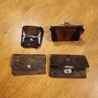 Vintage Leather Coin Purses small Wallets Lot Of 4 Brown Snap clasp