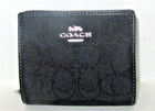 Coach Cu401 Black Jacquard Signature Snap Card Case Wallet C Charm Nwt  178