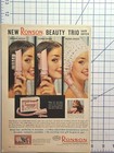 Ronson Hair Dryer Brush Comb Hood Trio Pink Blue Case Vintage Print Ad 1960