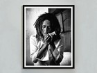 Bob Marley Smoking Weed Poster  Black And White  Bob Marley Print  Vintage Photo