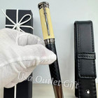Montblanc Black Textured Fountain Pen Matte Gold Silver Tone W  Pouch Luxury