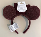 Bnwt Disney Parks Minnie Mouse Burgundy Sparkle Deep Cherry Red Ears Headband