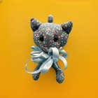 Vintage Blue Floral Siamese Cat Plush Stuffed Animal Soft