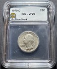 1970-d Washington Quarter Struck On Dime Stock Mint Error Icg Vf20