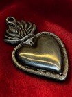 Ex Voto Silver Plated Metal 7 5x4 5 Cm Vintage Milagros Heart Flame Sacred