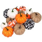 16 Pcs Fall Decor Assorted Sizes Artificial Pumpkins Faux Foam Pumpkin Burlap