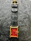 Red Dial With Gold Case Vintage Seiko Slim Quartz Men s Wrist Watch