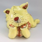 Blue Sky Clayworks Cat Coin Bank Heather Goldmine Kitty Cash Yellow 2006 Signed