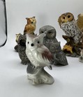 Set Of 7 Vintage Mini Owl Figurines Collection  Assorted Styles Pewter Porcelain
