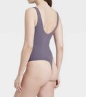 Auden Luxe Stretch Fully Lined Thong Bodysuit Medium Mauve Grey Purple Nwt