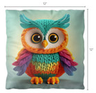 Nursery Kidsroom Throw Pillow Yarn Owl Cute 12x12  16x16  24x24  Polyester