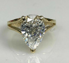 Solid 14k Yellow Gold Moissanite Split Shank Engagement Ring 3 Ct Pear Cut Vvs1