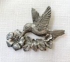 Lot Of 6 Vtg Pewter Brooches - Barker  96  Birds   Blooms   Spoontiques