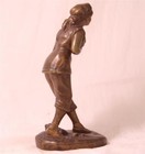 Antique Solid Bronze Statue figurine Lady In Victorian Era Undergarments C 1900