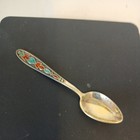 Vintage Russian  ussr  875 Silver Enamel Gold Wash Spoon  15 Grams