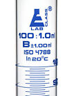 Eisco Labs 100ml Graduated Cylinder  Class B - Blue Graduations  Round Base