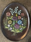 Vtg Set 2 Mcm 70 s Atlantic Mold Ceramic Oval Floral Wall Decor Raised 3d Relief