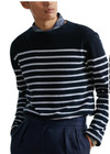 Ralph Lauren Purple Label Navy French Terry Striped Fleece Sweatshirt Sweater